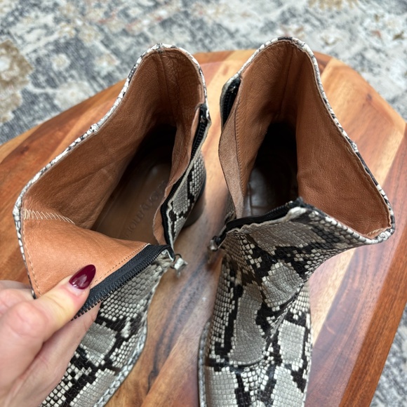 Python Snake Print Leather Ankle Boots Size 37 6.5 / Anonymous Acne Khaite - Picture 5 of 7